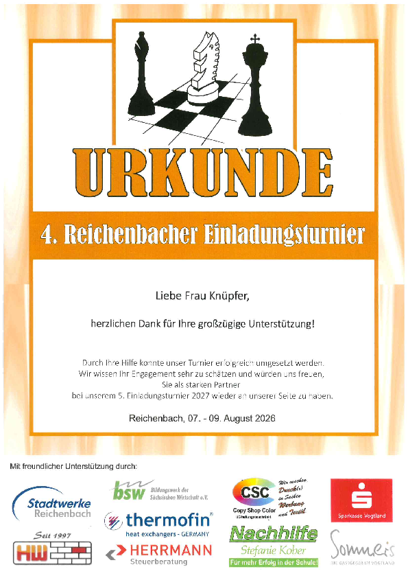 Urkunde Sponsoring Urkunde Sponsoring